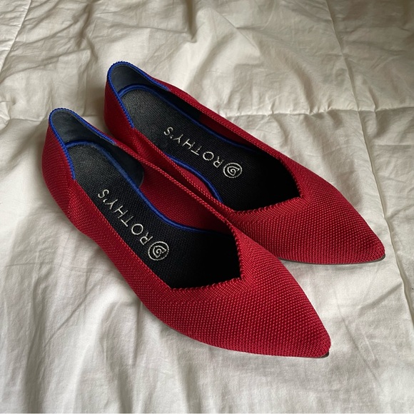 Rothy's The Point Chili Red Flats Women’s Size 8 - Picture 3 of 7